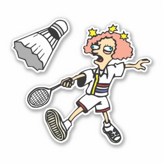 Badmintonmeisje op maat gesneden vinyl sticker (Voorkant)