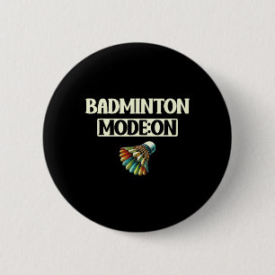 Badmintonmodus op leuke kleurrijke shuttle ronde button 5,7 cm