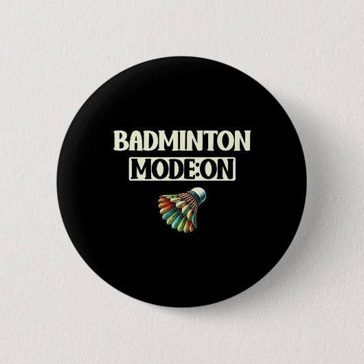 Badmintonmodus op leuke kleurrijke shuttle ronde button 5,7 cm (Voorkant)