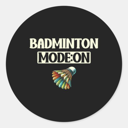 Badmintonmodus op leuke kleurrijke shuttle ronde sticker (Voorkant)