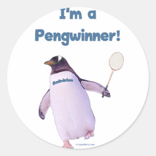 Badmintonpinguïn Ronde Sticker