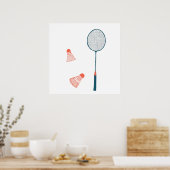  badmintonprint - Racquet en Birdies Art Poster (Keuken)