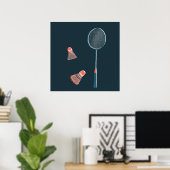 badmintonprint - Racquet en Birdies Art Poster (Thuiskantoor)