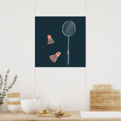 badmintonprint - Racquet en Birdies Art Poster (Keuken)