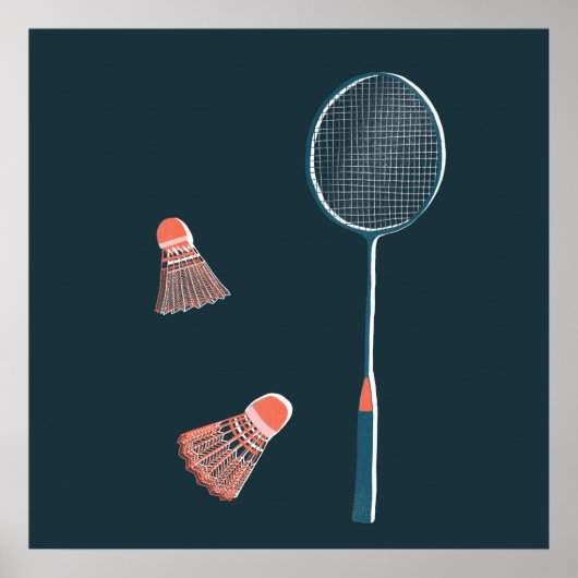 badmintonprint - Racquet en Birdies Art Poster (Voorkant)