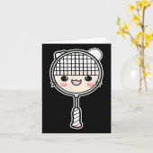 Badmintonracket Cartoon Gezicht Shuttle Speler  Kaart (Gele Bloem)