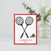 Badmintonracket en shuttlecock verticaal briefkaart (Staand voorkant)