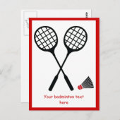 Badmintonracket en shuttlecock verticaal briefkaart (Voorkant / Achterkant)
