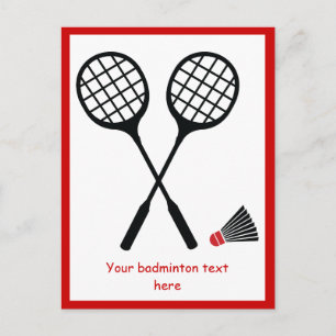 Badmintonracket en shuttlecock verticaal briefkaart
