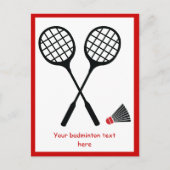 Badmintonracket en shuttlecock verticaal briefkaart (Voorkant)