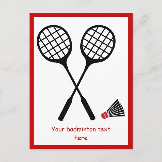 Badmintonracket en shuttlecock verticaal briefkaart (Voorkant)