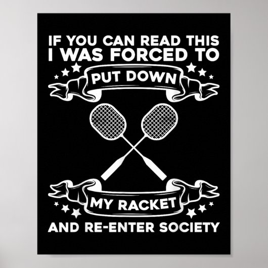 Badmintonracket - Grappige badmintonspeler  Poster (Voorkant)