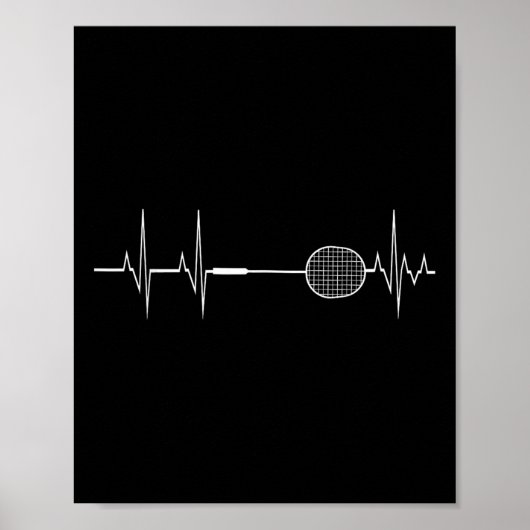 Badmintonracket Hartslag Grappig Speler Cadeau Shi Poster (Voorkant)
