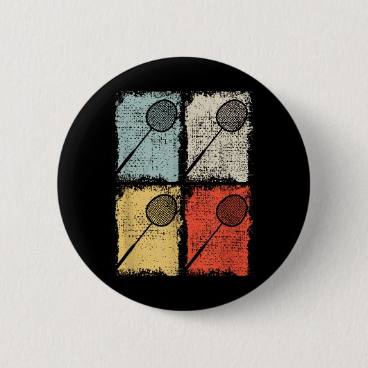 Badmintonracket Retro Badmintonspeler,badminton Ronde Button 5,7 Cm (Voorkant)