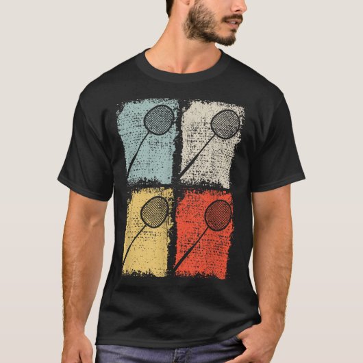 Badmintonracket Retro Badmintonspeler,badminton  T-shirt (Voorkant)