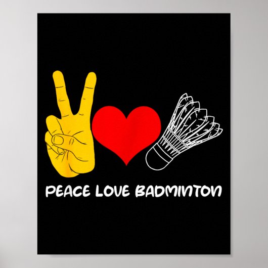 Badmintonracket Sport Hart Slagen Liefde  Poster (Voorkant)