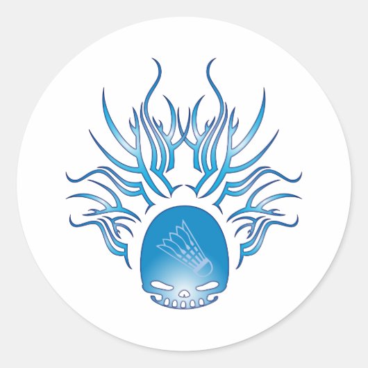 Badmintonschedel Ronde Sticker (Voorkant)