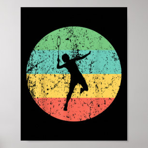 Badmintonshirt - Vintage Retro Badmintonspeler  Poster