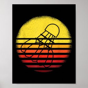 Badmintonshirt vintage zonsondergang retro badmint poster