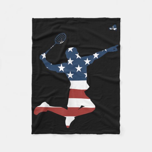 Badmintonspeler Amerikaanse vlag kleding Badminton Fleece Deken (Voorkant)