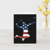 Badmintonspeler Amerikaanse vlag kleding Badminton Kaart (Gele Bloem)