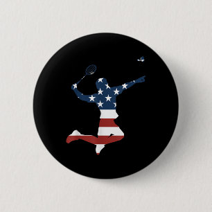 Badmintonspeler Amerikaanse vlag kleding Badminton Ronde Button 5,7 Cm