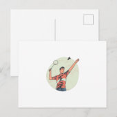 BADMINTONSPELER BRIEFKAART (Voorkant / Achterkant)