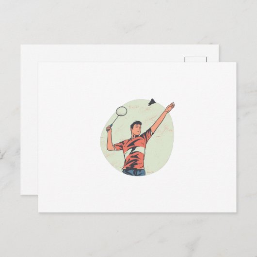 BADMINTONSPELER BRIEFKAART (Voorkant / Achterkant)