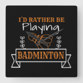 Badmintonspeler Cadeau Vierkante Klok (Voorkant)