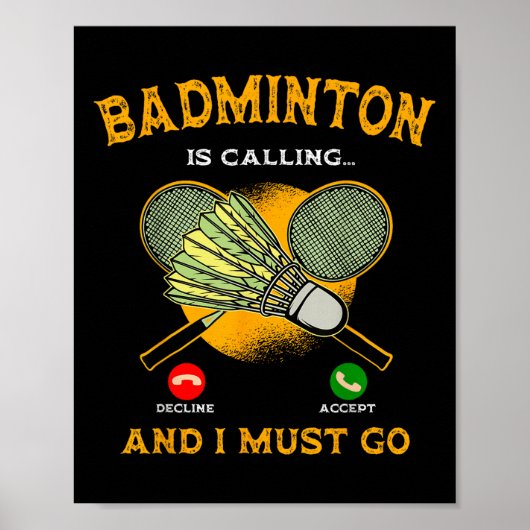 Badmintonspeler Game Racket Liefhebber Sportman At Poster (Voorkant)