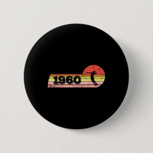Badmintonspeler Geboren 1960 Verjaardag Vintage Vr Ronde Button 5,7 Cm