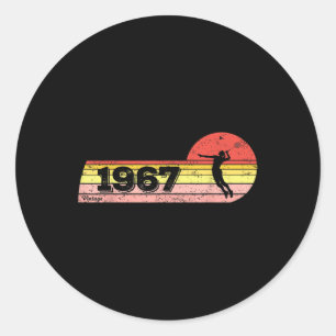 Badmintonspeler Geboren 1967 Verjaardag Vintage Vr Ronde Sticker