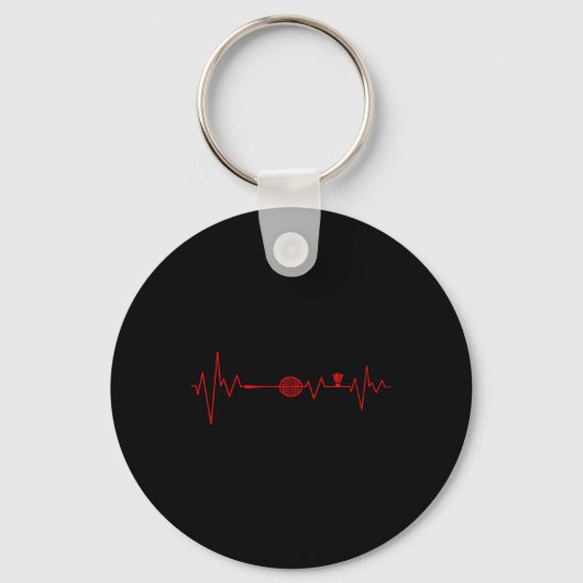 Badmintonspeler Heartbeat Racket Shuttle Sports Sleutelhanger (Voorkant)