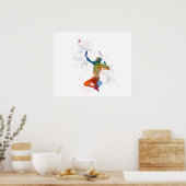 Badmintonspeler in waterverf poster (Keuken)