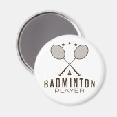 Badmintonspeler met minimalistische rackets magneet (Voorkant / Achterkant)