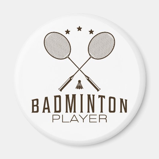 Badmintonspeler met minimalistische rackets magneet (Voorkant)