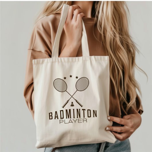 Badmintonspeler met minimalistische rackets tote bag