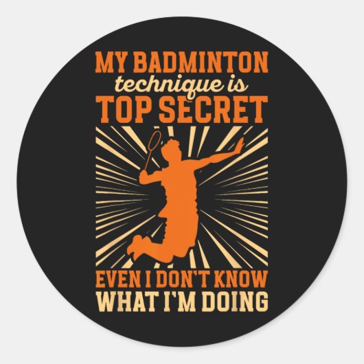 Badmintonspeler My Badminton Technique Ronde Sticker (Voorkant)