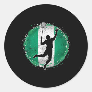 Badmintonspeler Nigeria Nigeriaanse vlag Nigeria Ronde Sticker