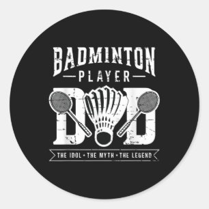 Badmintonspeler Papa De Shuttle Speler Badminton Ronde Sticker