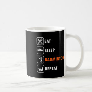 Badmintonspeler Racket Shuttle Atleet Eet Slaap Koffiemok
