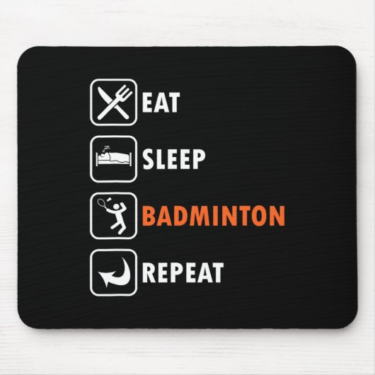 Badmintonspeler Racket Shuttle Atleet Eet Slaap Muismat (Voorkant)