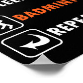Badmintonspeler Racket Shuttle Atleet Eet Slaap Poster (Hoek)
