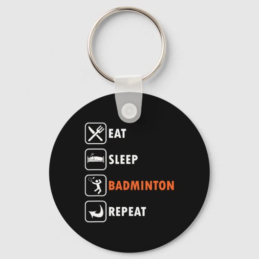Badmintonspeler Racket Shuttle Atleet Eet Slaap Sleutelhanger (Voorkant)