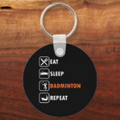 Badmintonspeler Racket Shuttle Atleet Eet Slaap Sleutelhanger (Voorkant)