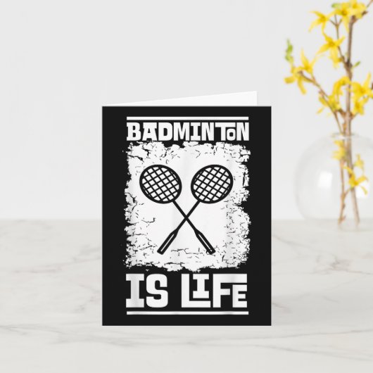 Badmintonspeler - Racket Shuttle Badminton Kaart (Gele Bloem)