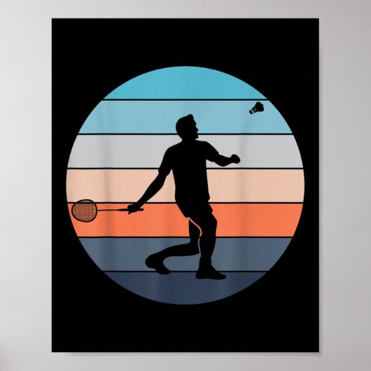 Badmintonspeler Racket Sport Shuttle Retro Vinta Poster (Voorkant)