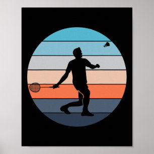 Badmintonspeler Racquet Sport Shuttle Retro Vinta Poster