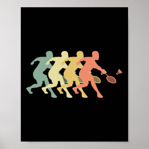 Badmintonspeler - Retro Badminton Gift Idee Poster