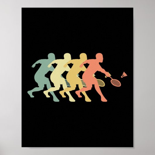 Badmintonspeler - Retro Badminton Gift Idee Poster (Voorkant)